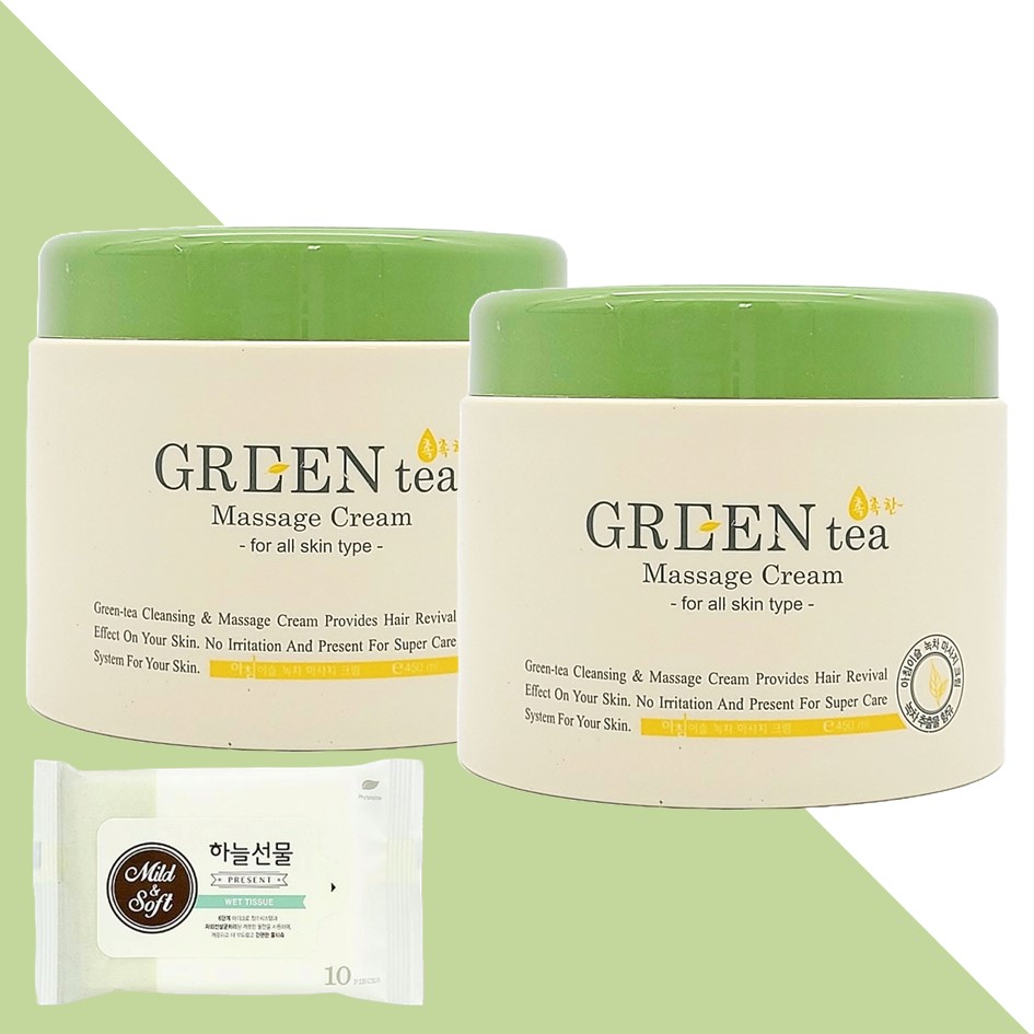 아침이슬 녹차 마사지 크림 450ml 2개(+하늘선물 물티슈 10매) 12,690원