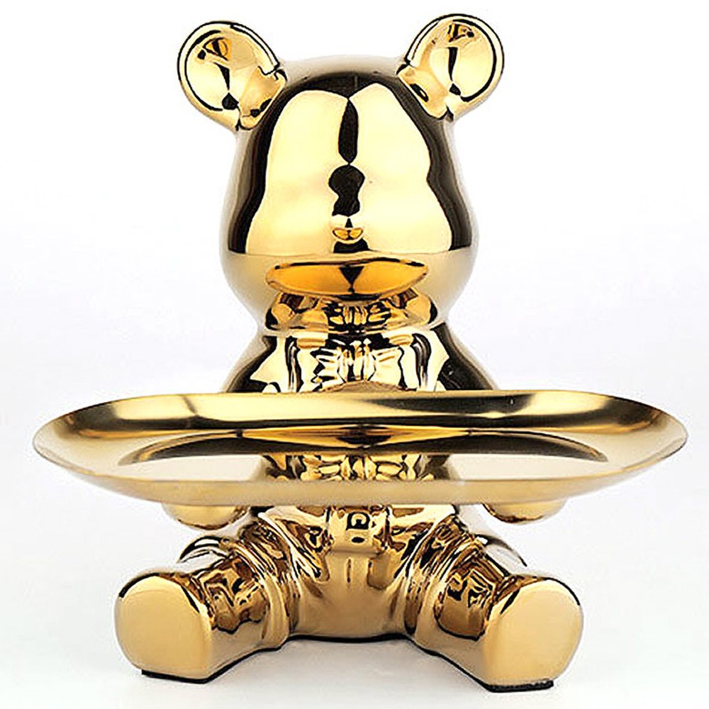 인테리어 세라믹 유광 곰돌이 트레이 저금통 보관 소품, 골드 19,000원