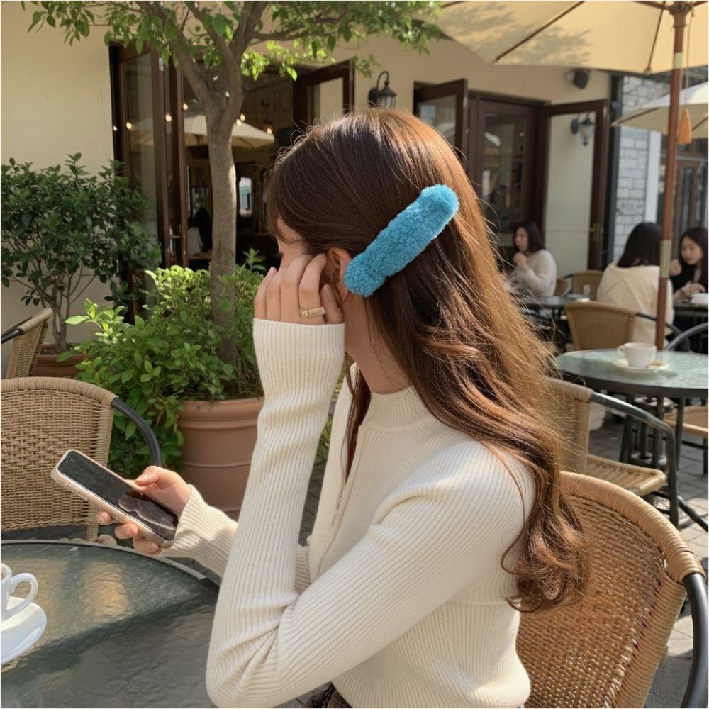 시크블러쉬 뽀글이 퍼 헤어핀 왕머리핀 데일리 헤어악세사리 5,800원