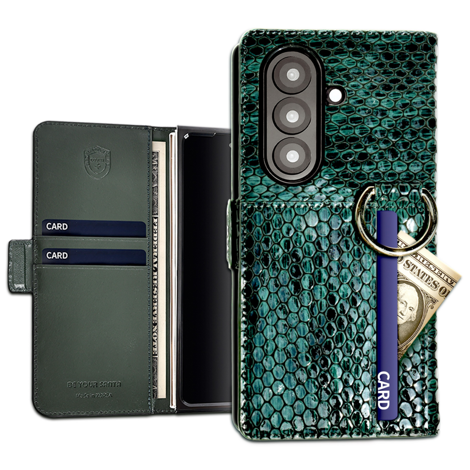 비유어산타 전자파 차단 천연가죽 핑거그립 카드수납형 Z폴드7케이스 블랙맘바 120,650원