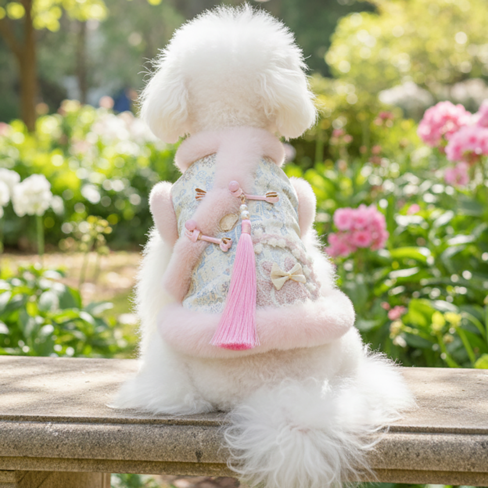 웨이비데이즈 반려동물 기모 레이스 동양풍 명절 펫 조끼, 핑크, 1개 21,900원