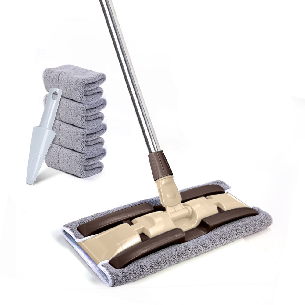 CozyTemp 집게형 청소밀대걸레 다용도 회전 막대걸레 극세사걸레 4매 밀대 세트 브라운 16,490원