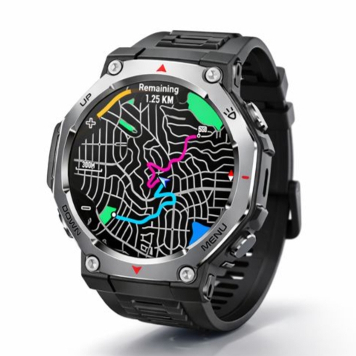 2026 신형 T-Rex 3 스마트워치 밀리터리 남성용 GPS 아웃도어 시계 AMOLED 1.43인치 10ATM 방수 525mAh 대용량 배터리 (JL7012A6), 블랙 48,500원