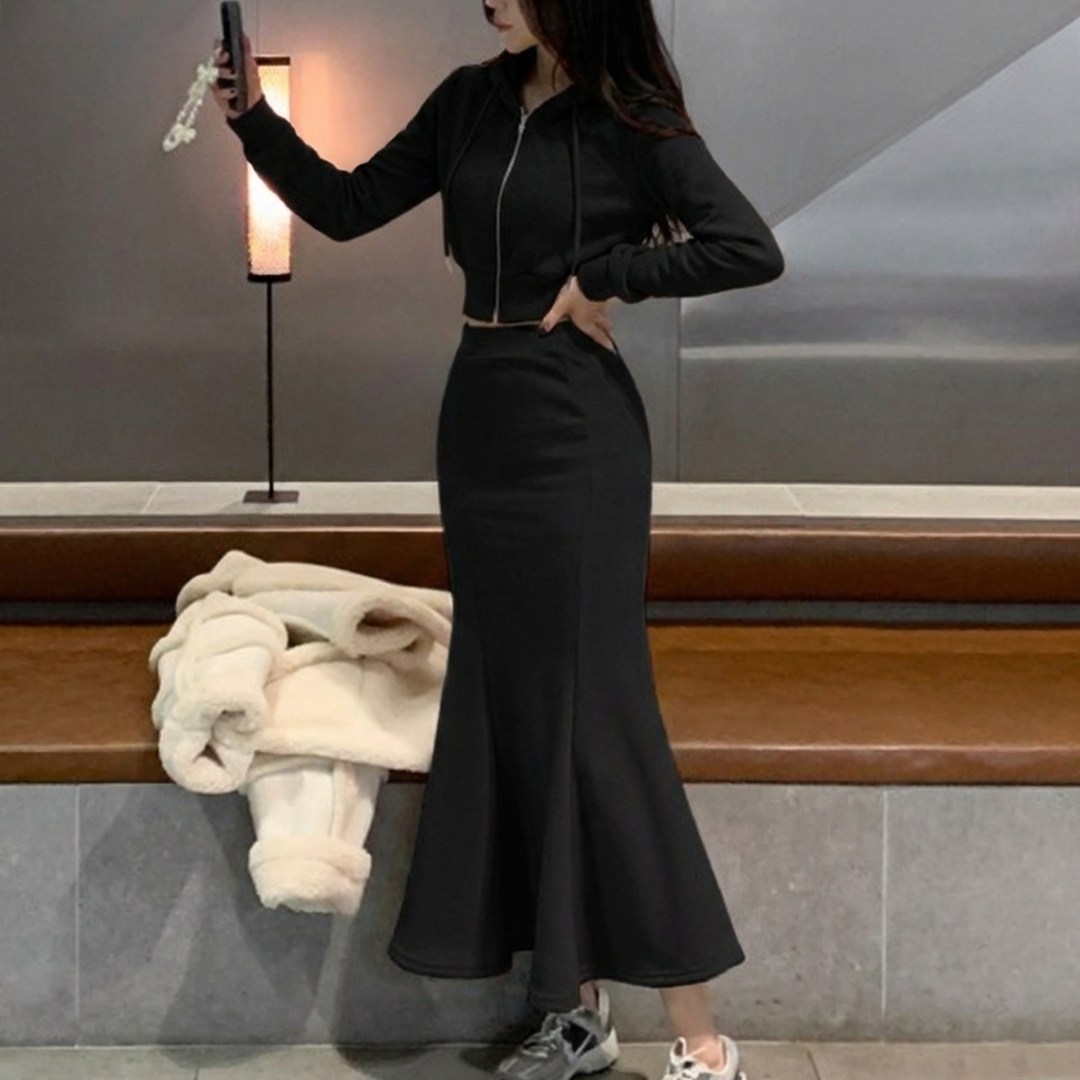 떳다그녀 세러데이 후드집업 머메이드 롱 스커트 세트 39,800원