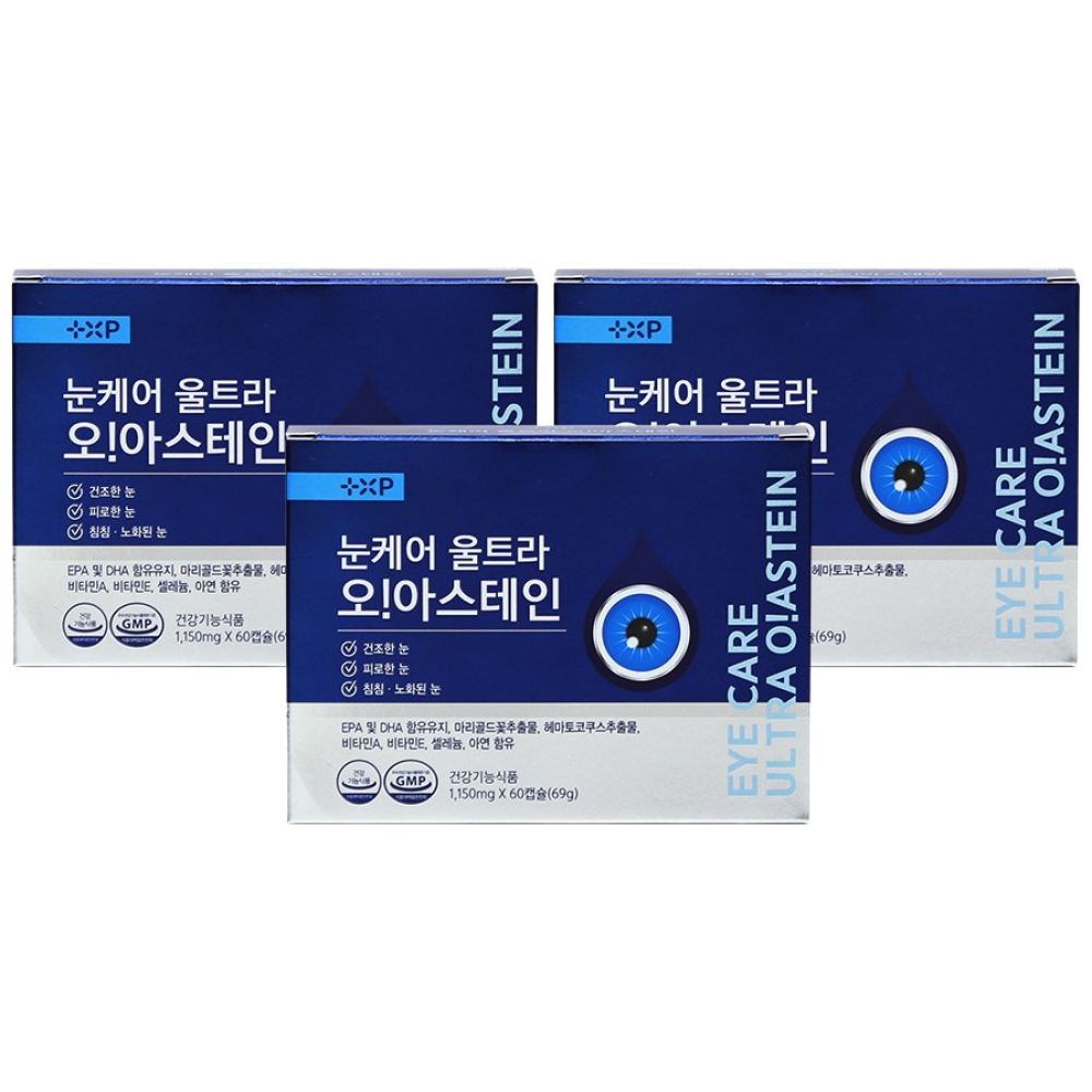 눈건강 최강자! 루테인 아스타잔틴 지아잔틴 눈케어 울트라 오!아스테인, 3개, 60정 144,000원