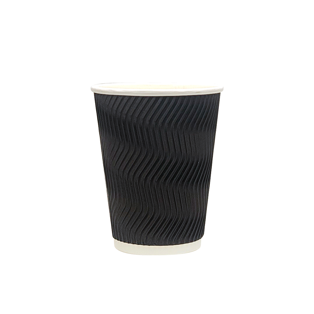 3중 단열 리플컵 블랙 10oz 300ml 500개입 핫 아이스 겸용 카페 테이크아웃 웨이브 종이컵, 1개 51,450원