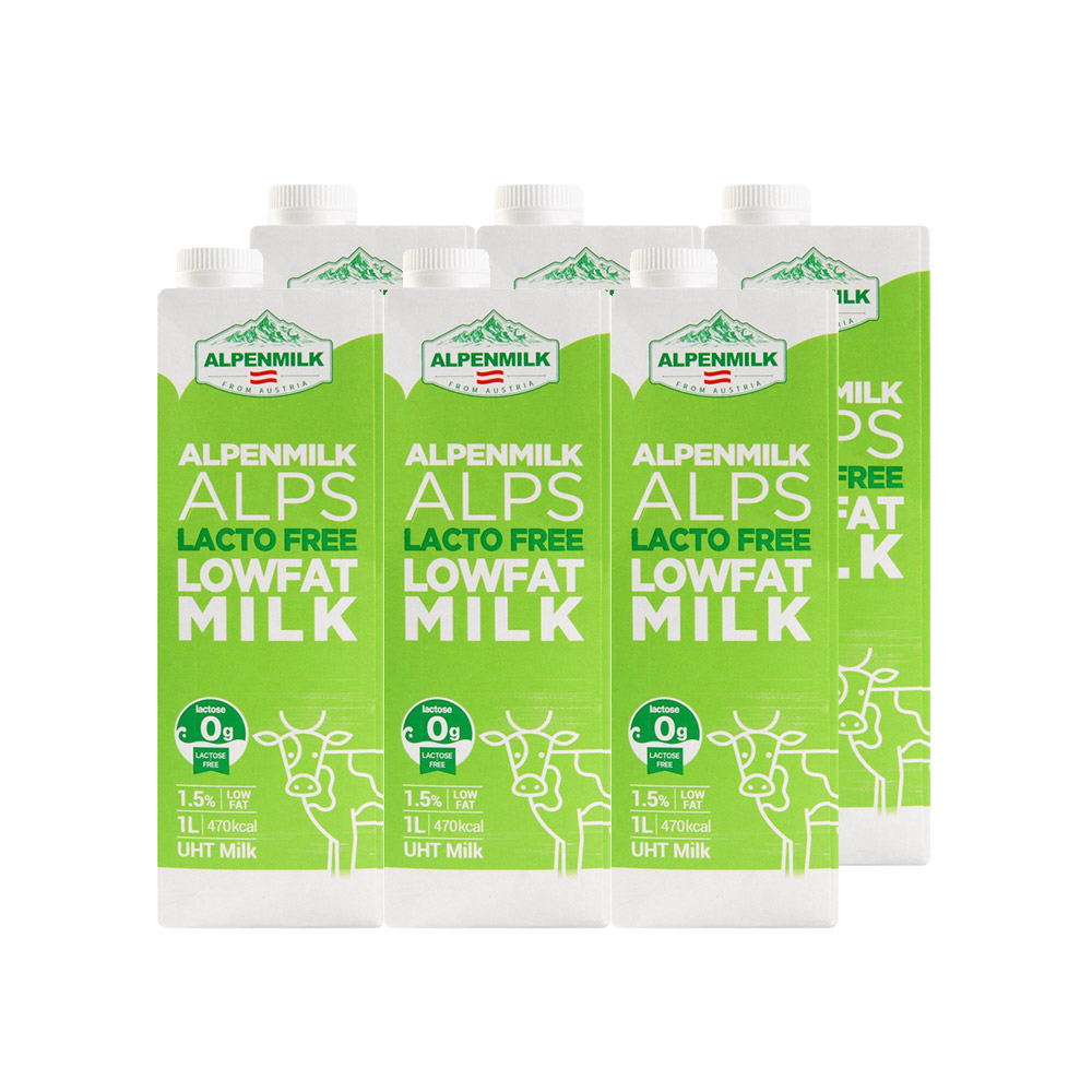 오스트리아 알펜밀크 소화가 잘되는 락토프리 1.5% 저지방 멸균우유 오스트리아, 6개, 1L 20,210원