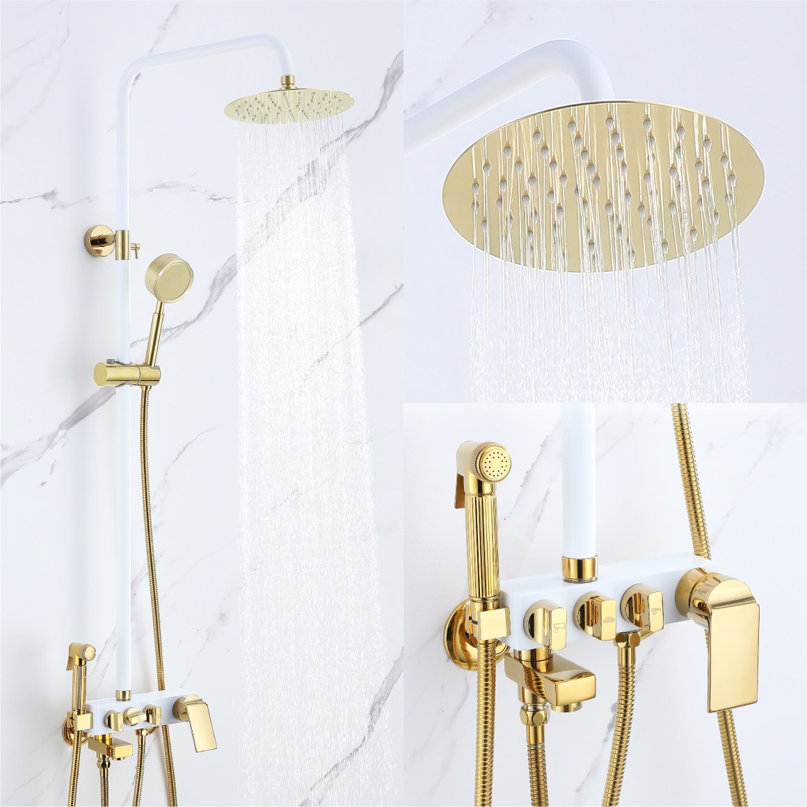 준앤코 BRS 골드 화이트/블랙 해바라기 샤워기 욕실 샤워 수전 레인샤워 151,900원