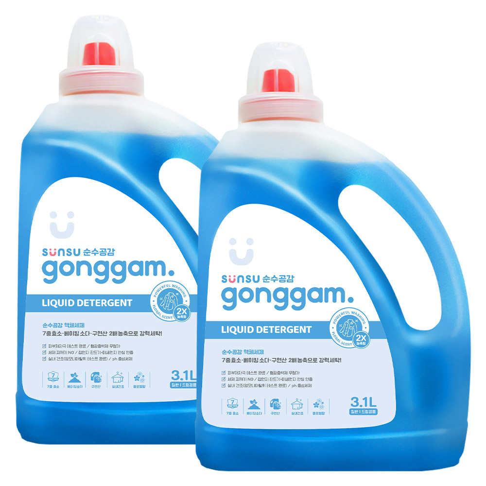 순수공감 액체 세탁세제 본품, 3.1L, 2개 올인원 실내건조 베이킹소다함유, 2개, 3.1L 9,750원