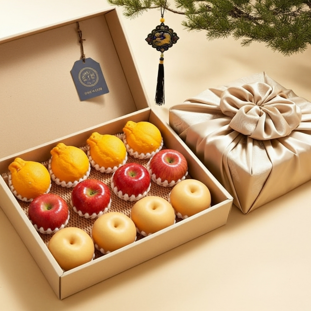 [설명절선물용] 사과+배+한라봉 제철혼합 인기과일선물세트 64,800원
