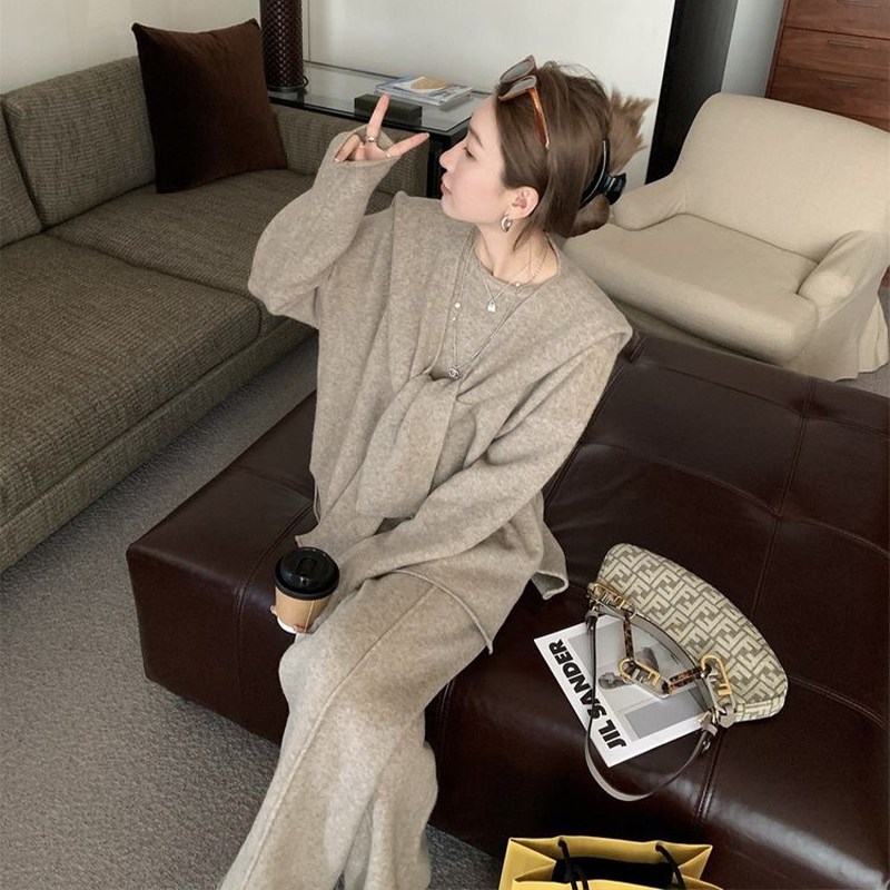 RCLET 여성 추동 니트탑+니트숄+통와이드팬츠 3종세트 루즈핏 니트세트 상하의세트 34,600원