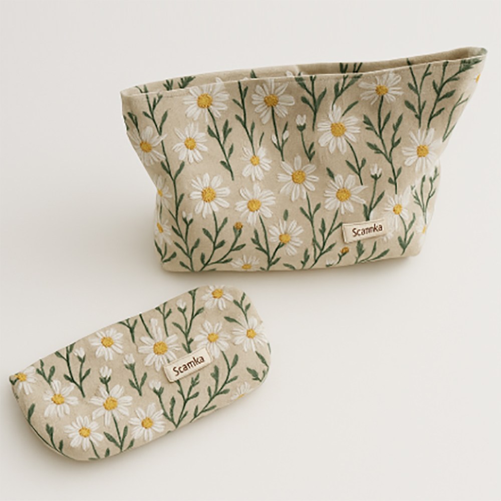 후암마켓 데이지 자수 파우치+자수 필통 여성 화장품 선물용 파우치 학생 필통 11,800원