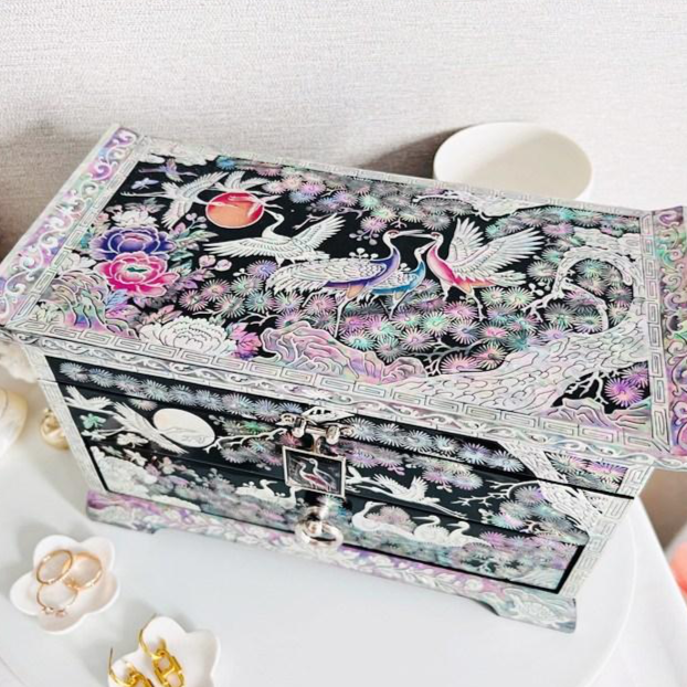 메이 블랙 로즈 2단 서랍 자개함 카렌홈데코 자개 보석함 나전칠기 외국인선물, 1개 289,000원