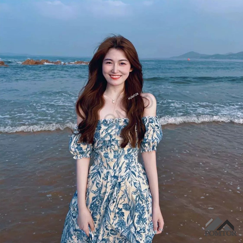 POMTOR  비치 바캉스 롱 원피스 오프숄더 여름 원피스 31,580원