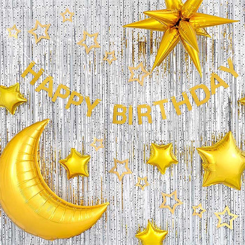 파티팡 A106 생일파티 장식세트 [스타실버커튼 해피벌스데이 스타문] 장식방법동봉 생일파티 파티용품 파티풍선, 1개 21,800원