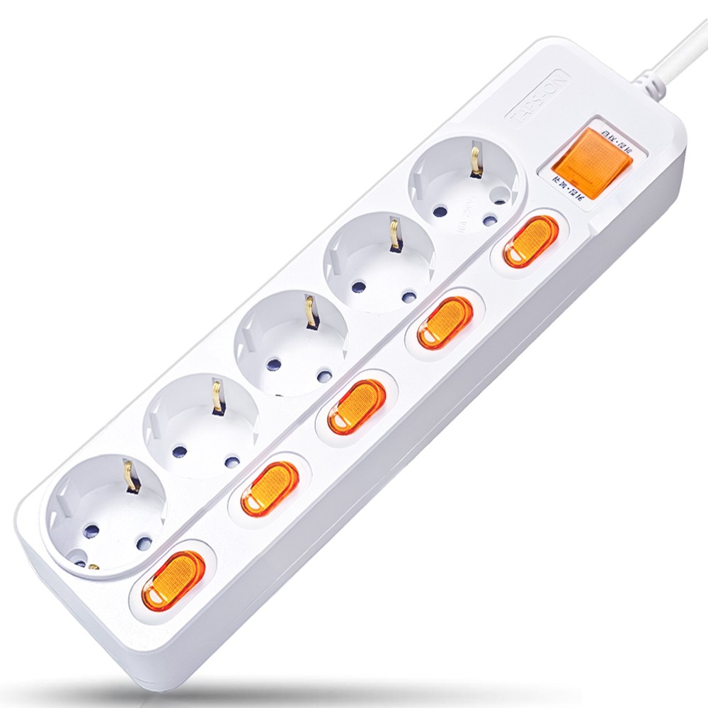 개별스위치 멀티탭 KC인증 접지 과부하차단 2800W 절전 콘센트 5구 멀티탭, 화이트(빨간스위치), 1개, 1.5m 20,400원