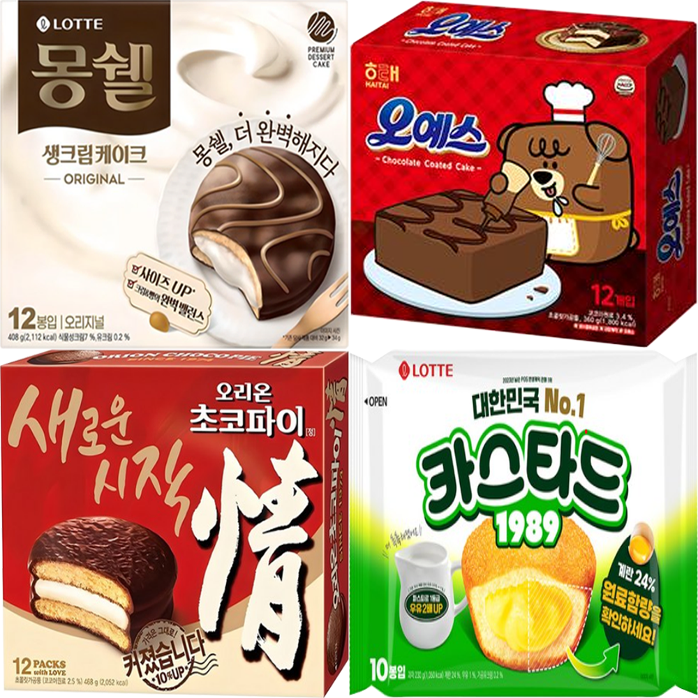 초코파이468g+몽쉘통통크림384g+오예스360g+롯데카스타드230g 17,510원