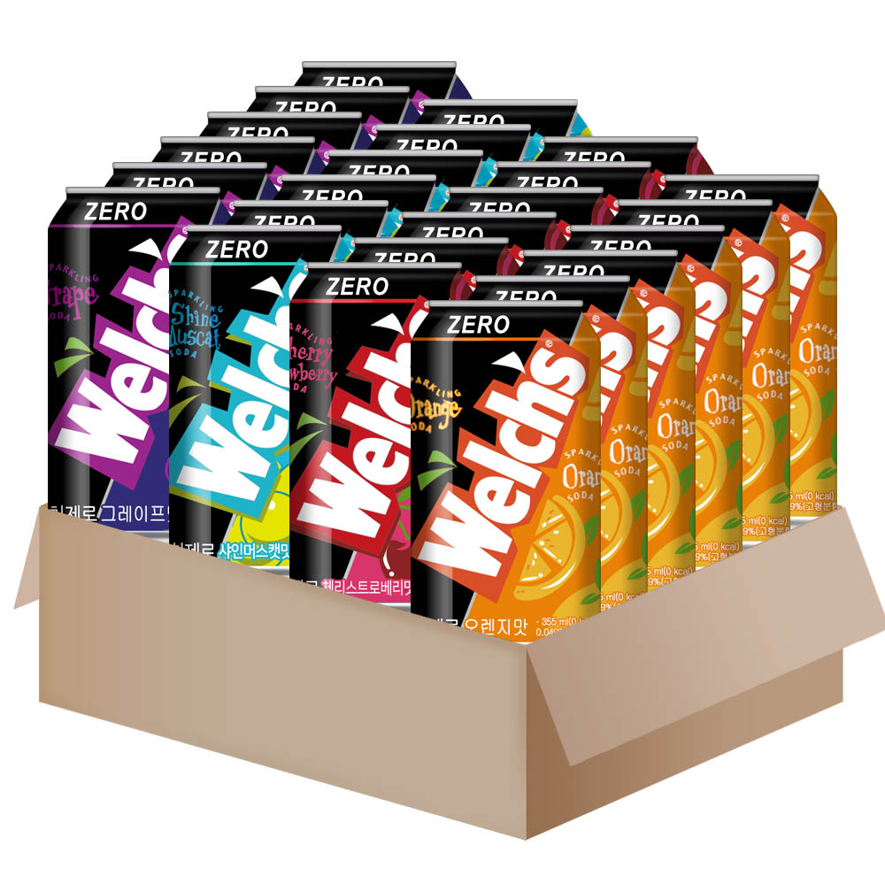 [메리박스] 농심 웰치스 제로 3종 믹스세트 355ml x 24캔 오렌지 포도 샤인머스켓 체리, 1박스, 355ml 20,900원