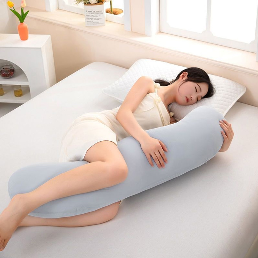 Jeernare 바디필로우 인체공학 안고자는 긴배게 대형 롱쿠션 다리베개 솜중량업 커버분리세탁 사계용, 블루 24,890원