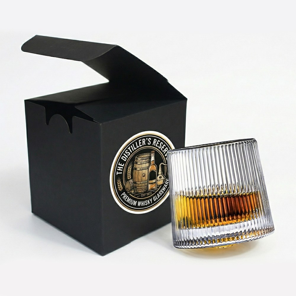 회전하는 위스키 양주 전용 언더락 전용 술 잔 (스트라이프 패턴), 1개 6,300원