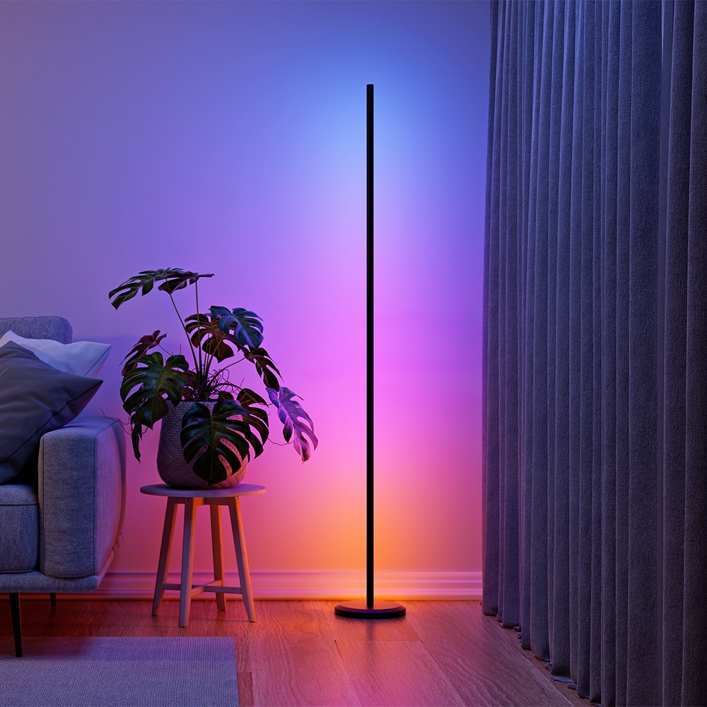나노리프 플로어 램프 스마트 조명 장스탠드 LED 스탠드 거실등 무드등 뮤직반응 앱조정 감성 네온 게이밍조명, 블랙 129,000원