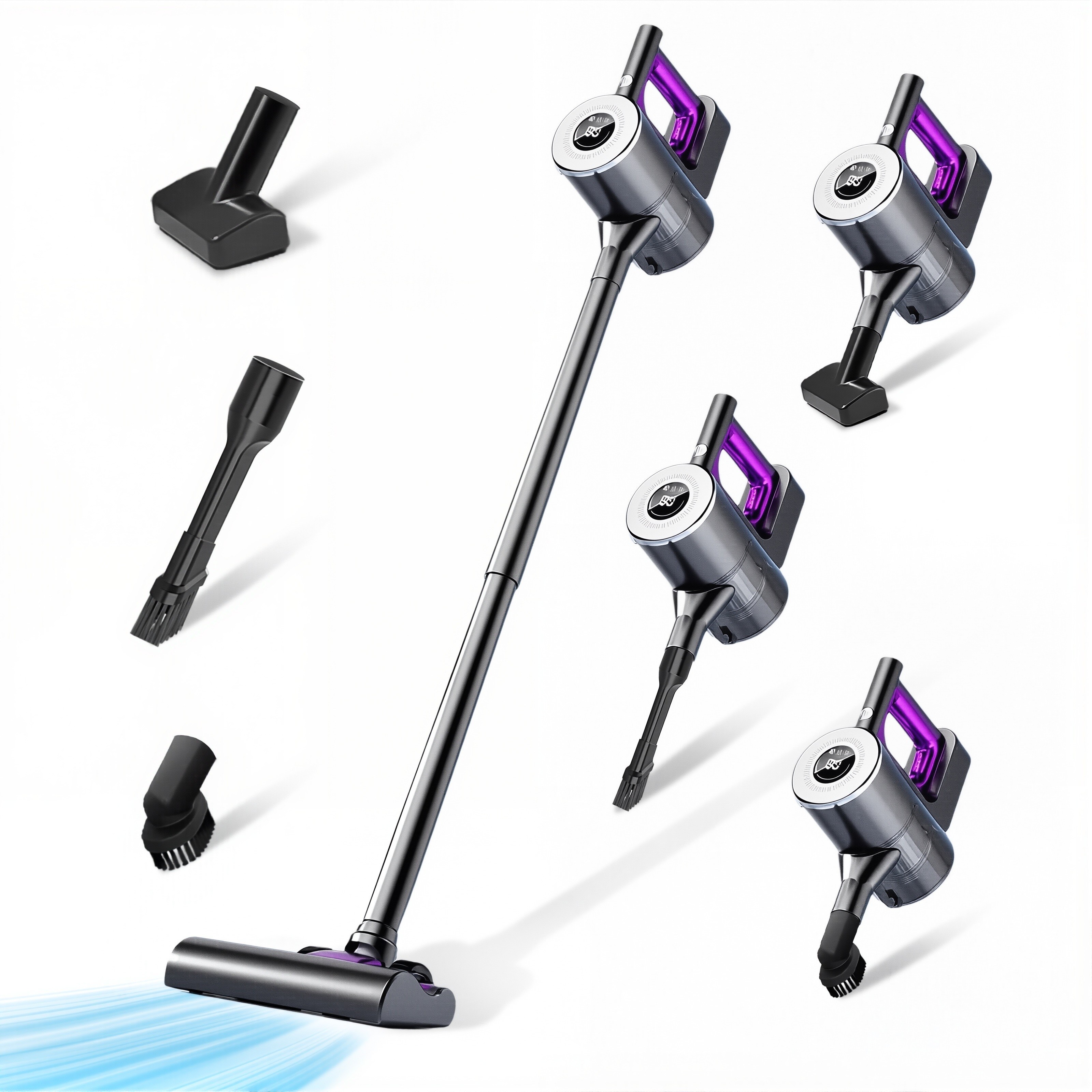 최신형 RichMagic 다용도 핸디형 4 in 1 무선청소기 LED 강흡입력 진공청소기 + 다양한 구성품, 블랙 99,000원