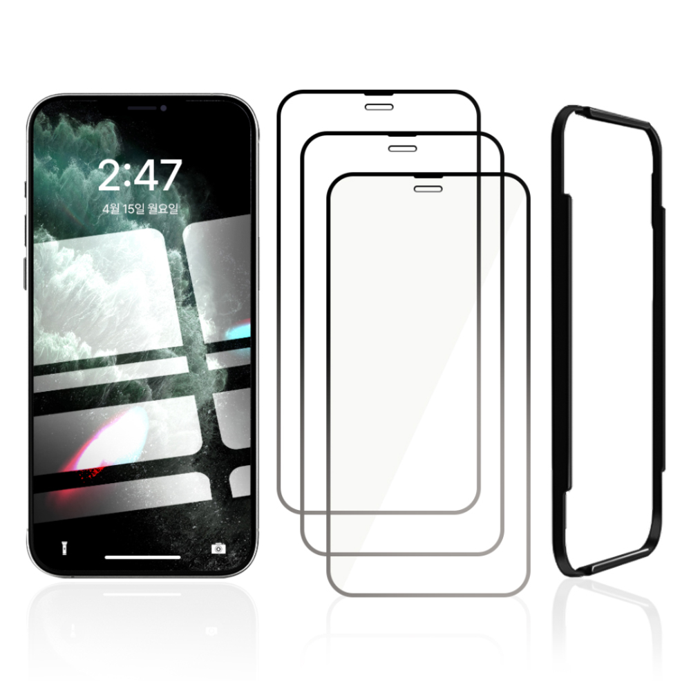 클로버나인 클로버 글라스 강화유리 9H 고경도풀커버 휴대폰 액정보호필름 3매 + 간편 부착가이드 툴 세트 6,900원