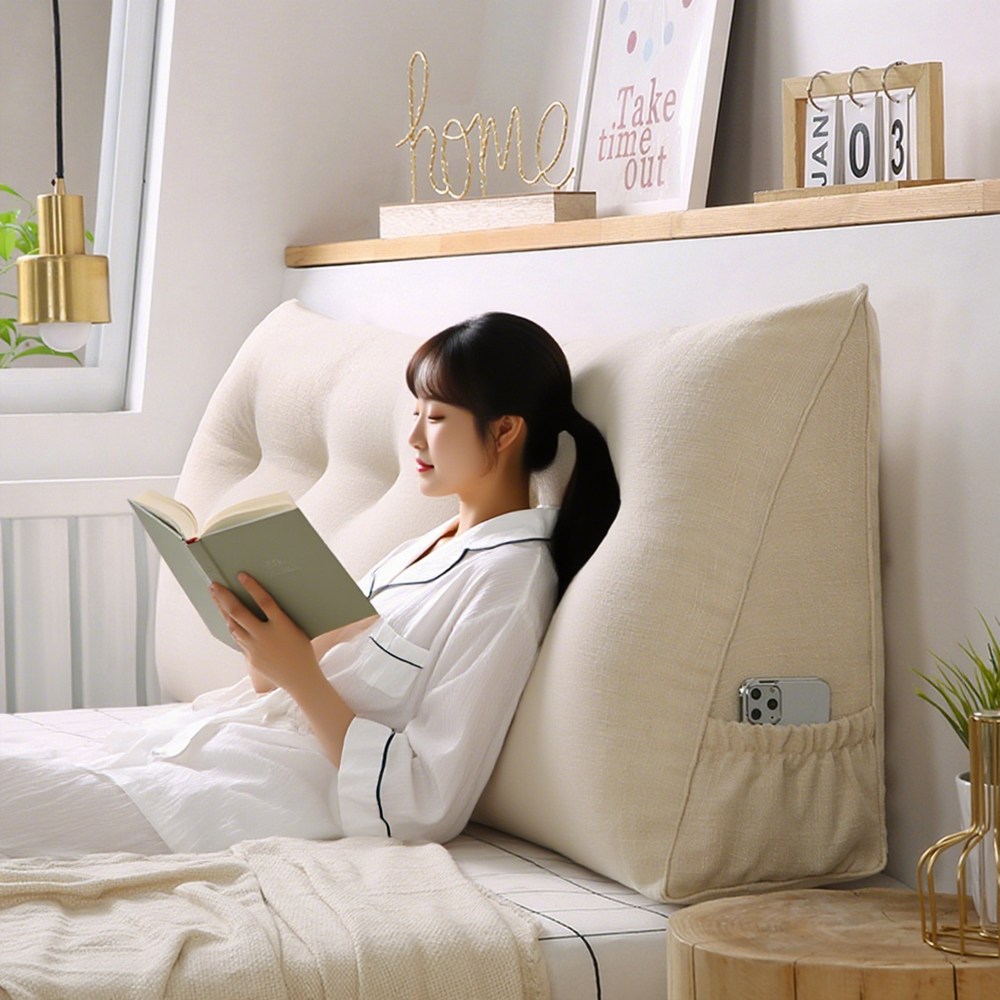 코잠 편안한 코튼 대형 삼각 등받이 헤드쿠션, 베이지 38,900원