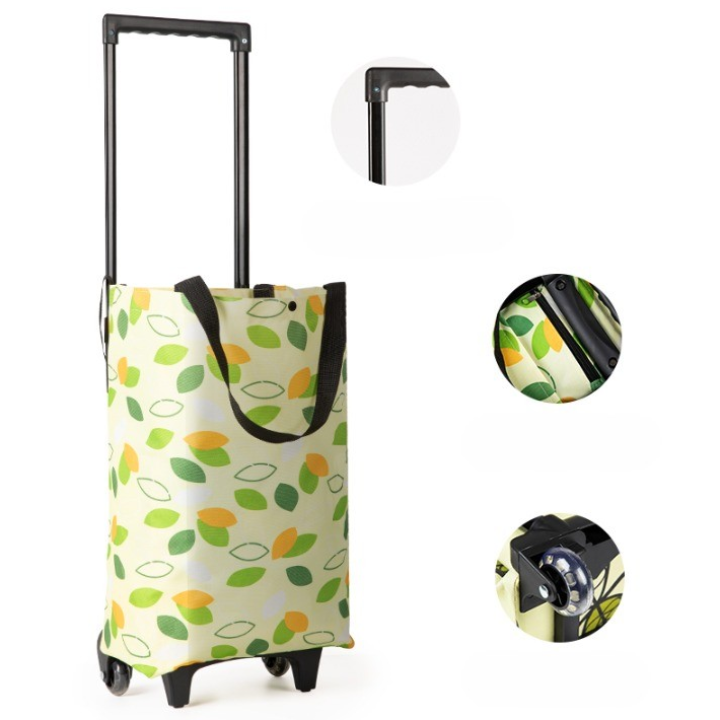 Life Rhythm 휴대용 장바구니 캐리어 마트 필수템 접이식카트 쇼핑 손수레, 1개, 나뭇잎 20,100원