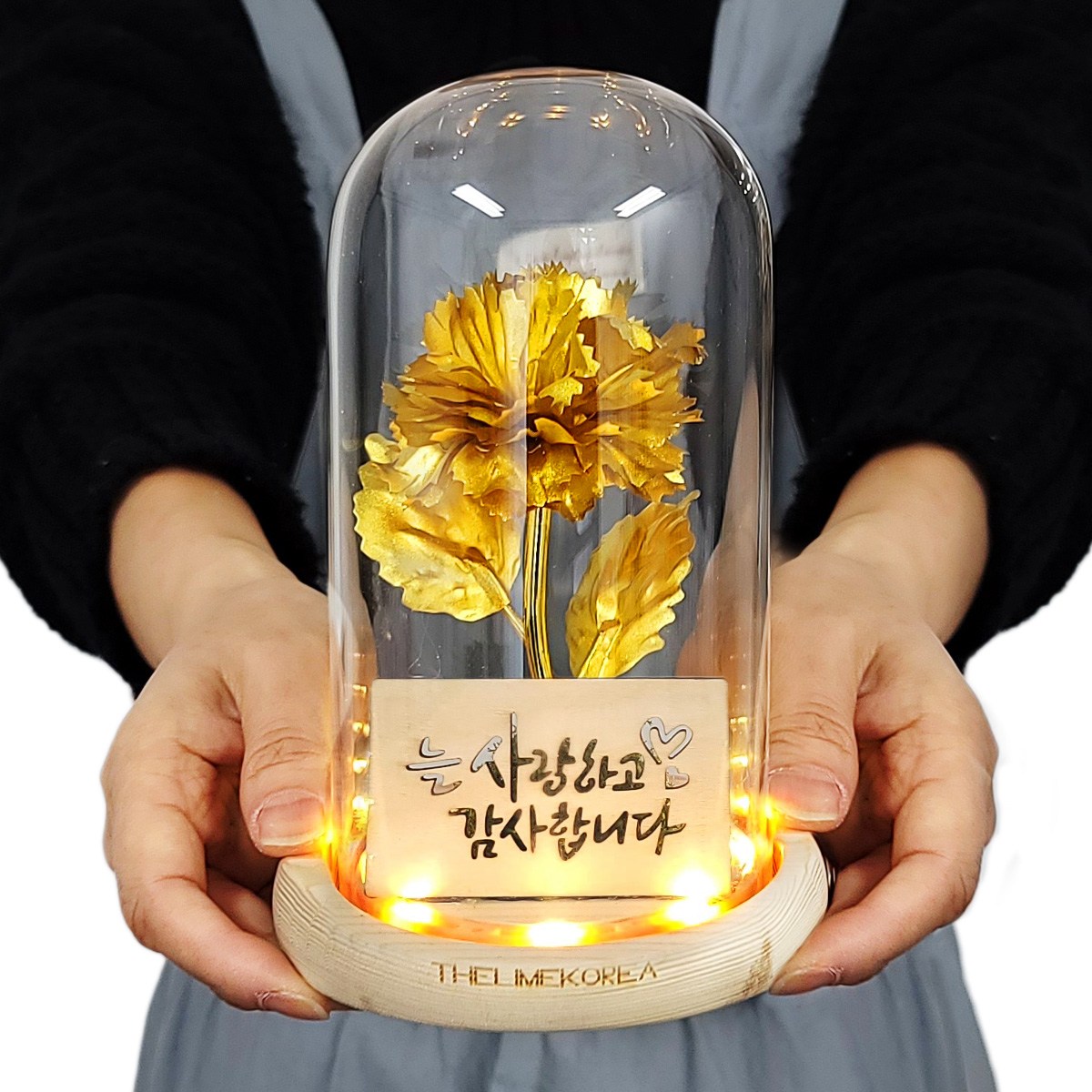 더라임코리아 불들어오는 골드 오로라 어버이날 LED 카네이션 유리돔 무드등 선물 2타입, 골드, 1개 28,900원