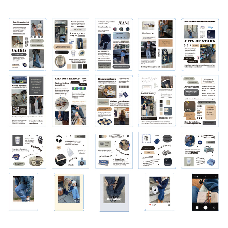올리브파티 홀리데이컬렉션 시리즈 포토 감성 다꾸 빈티지 스티커 20p 세트, 블루, 1세트 6,900원