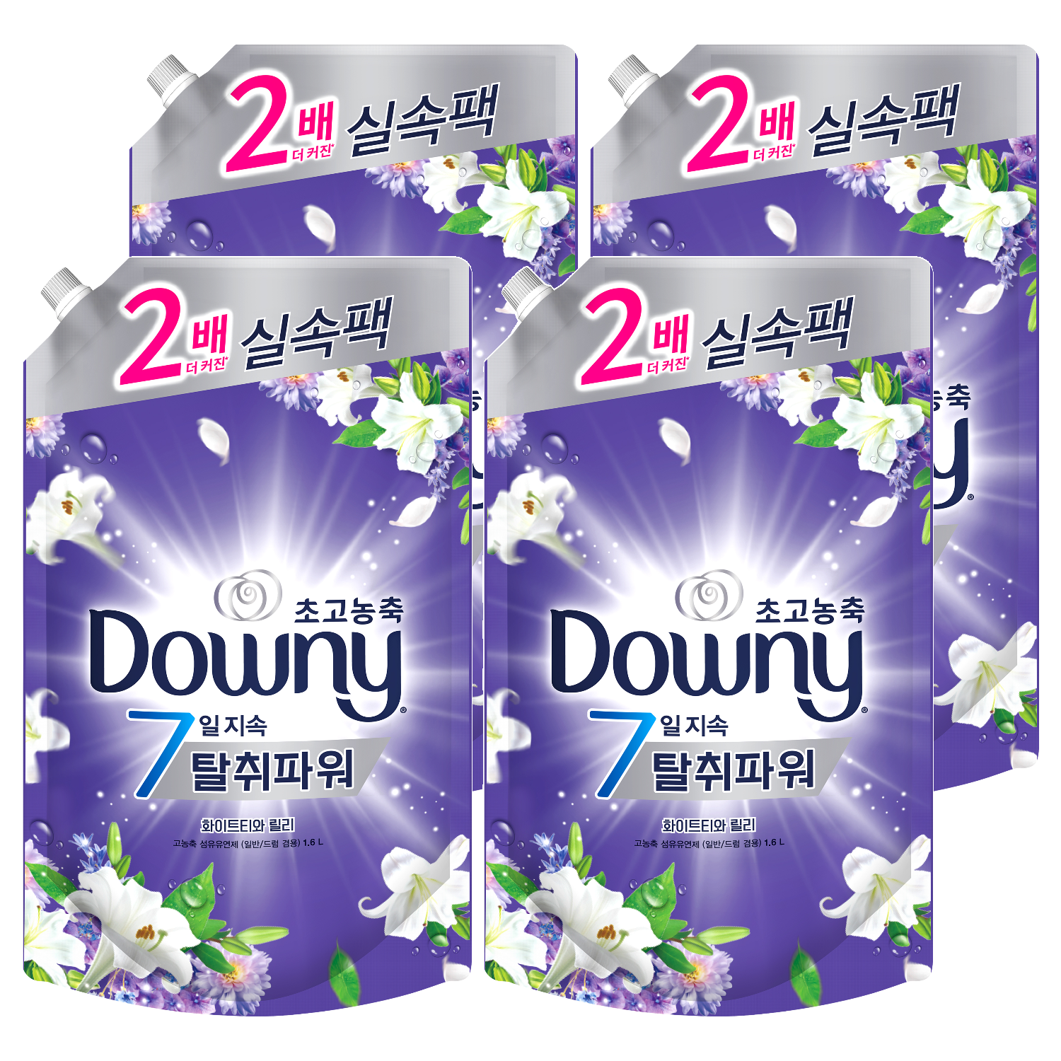 다우니 초고농축 7일지속 탈취파워 섬유유연제 화이트티와 릴리 리필, 1.6L, 4개 29,740원