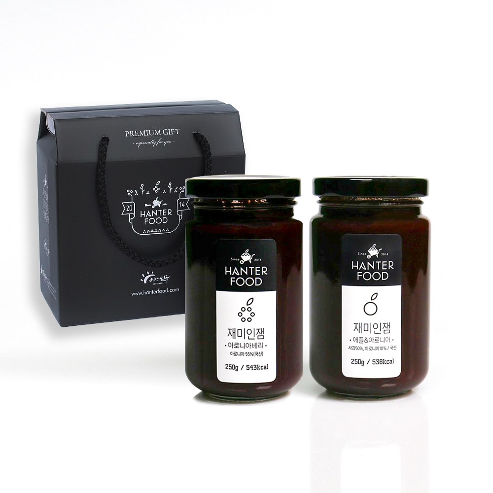 한터식품 무설탕 수제 사과잼 아로니아잼 250g 2종 세트, 250g, 1개 15,000원