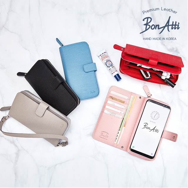 본아띠 [BonAtti] 천연가죽 장지갑 지퍼 휴대폰케이스 47,000원