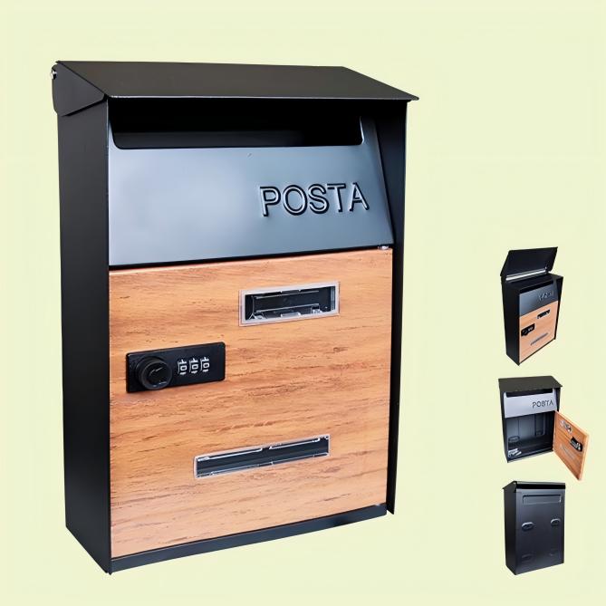 벽걸이형 우편함 비밀번호 잠금 사서함 열전대 우드그레인 금속 사서함 42,360원