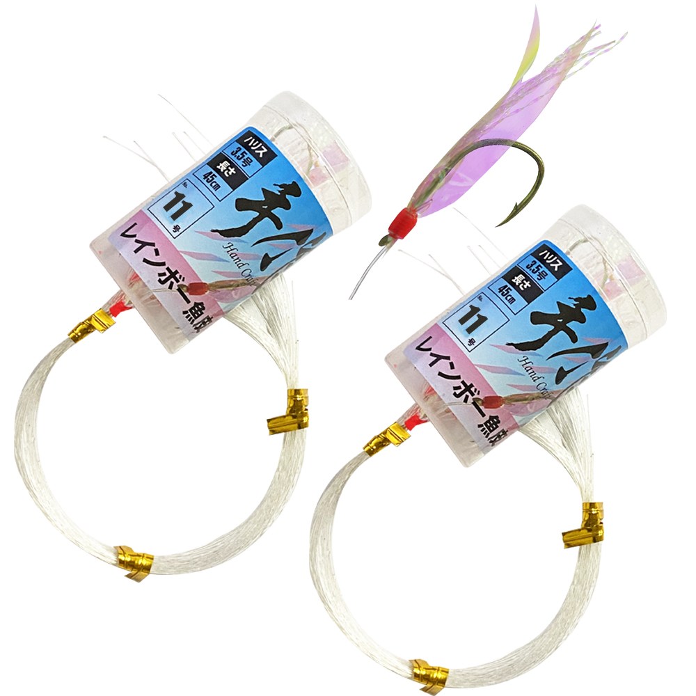 씨케이지에프 / 레인보우 어피 열기바늘 60개 입 / 원터치 케이스 2통 1세트 / 튼튼한 특수가공 레드 본딩 / 금침 하이카본훅의 강력한 후킹력 / 열기, 볼락, 전갱이, 고등어, 1세트, 60개입 9,880원