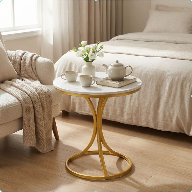 체리닷컴 잘록한 세라믹 거실 카페 원형 티테이블, 골드 C 132,900원