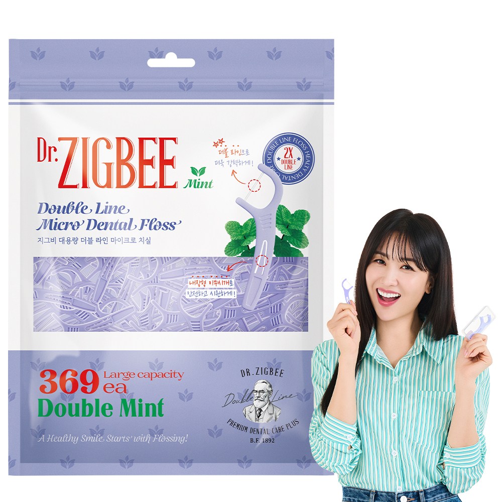 지그비 마이크로 더블라인 두줄 치실, 여배우 Pick, 더블민트향, 10,900원