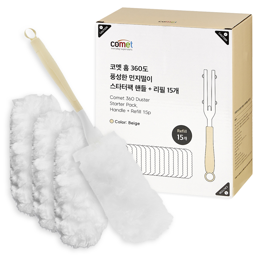 코멧 홈 360도 풍성한 핸들 먼지떨이 스타터팩 + 리필 15p 세트 8,690원