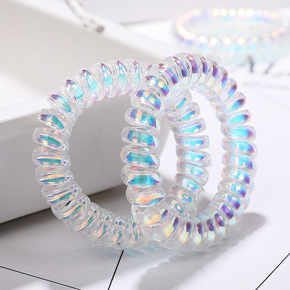 그라데이션 오로라 스프링 머리끈 12p 9,300원