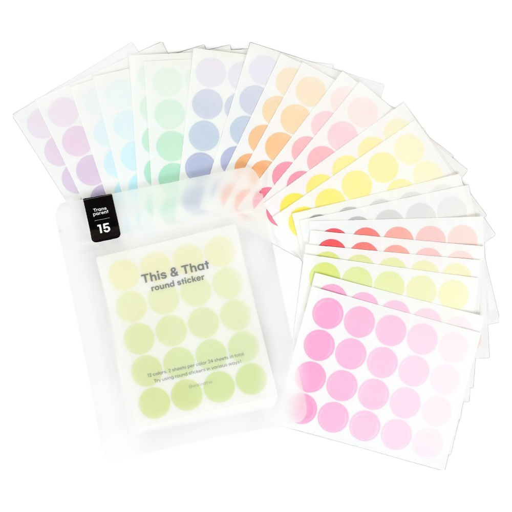 워너디스 디스앤뎃 원형 스티커 칼라 12종 x 2p 세트, 투명, 1세트 7,720원