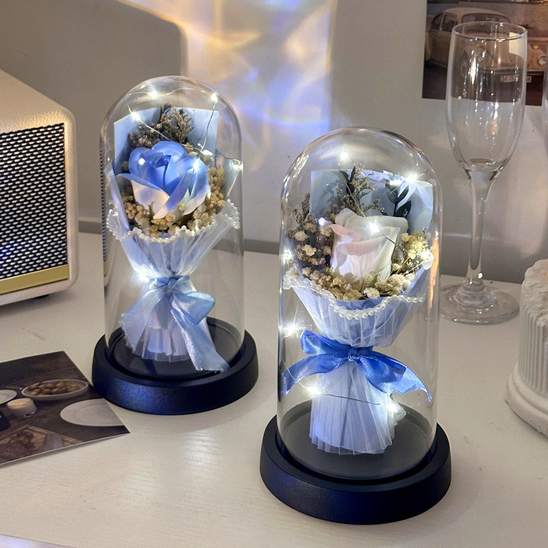 루카스 LED유리돔 기념일선물 장미꽃다발 무드등, 블루 16,500원