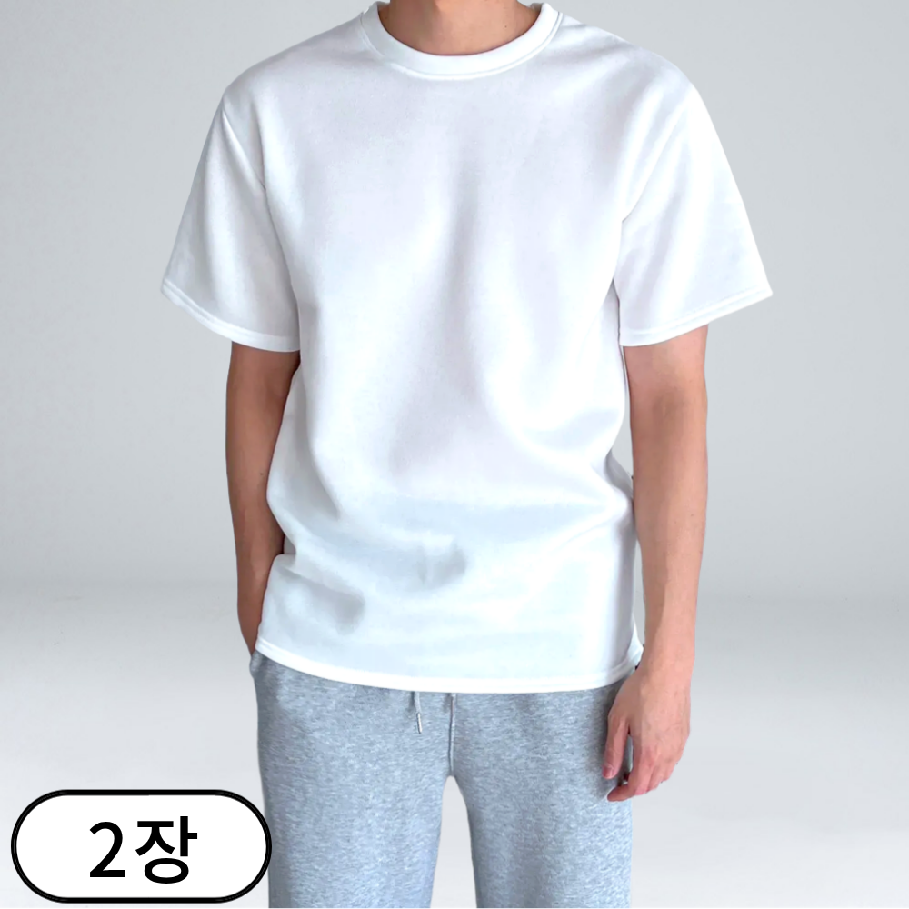 1+1 남녀공용 빅사이즈 겨울 기모 레이어드 반팔 티셔츠 (6428-2) 35,800원