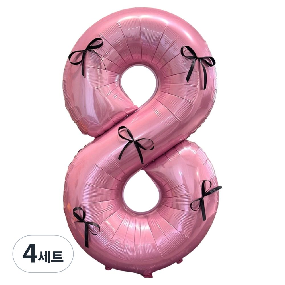코히모 초대형 은박 숫자8 + 리본 풍선 세트 100cm 5W0421, 핑크 + 블랙, 4세트 21,100원