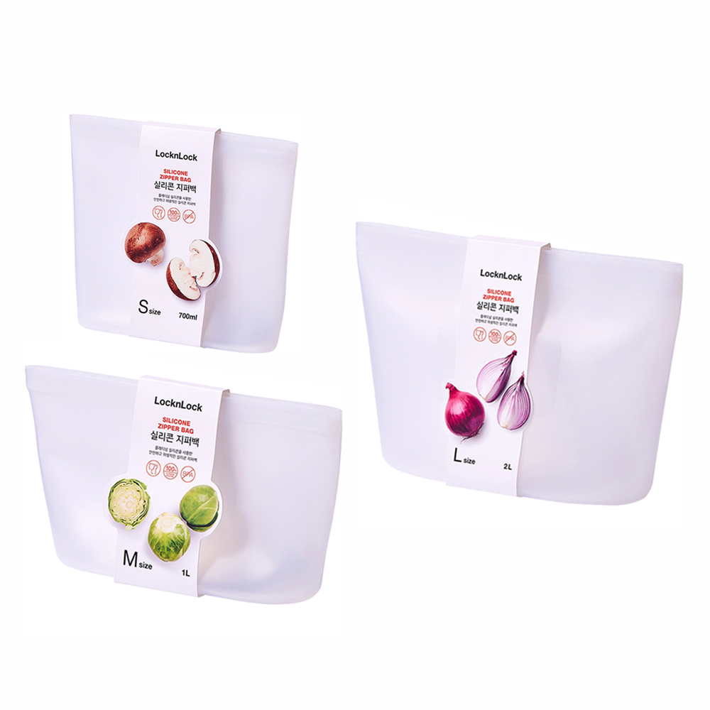 락앤락 실리콘 지퍼백 3종 세트 내추럴 28,800원