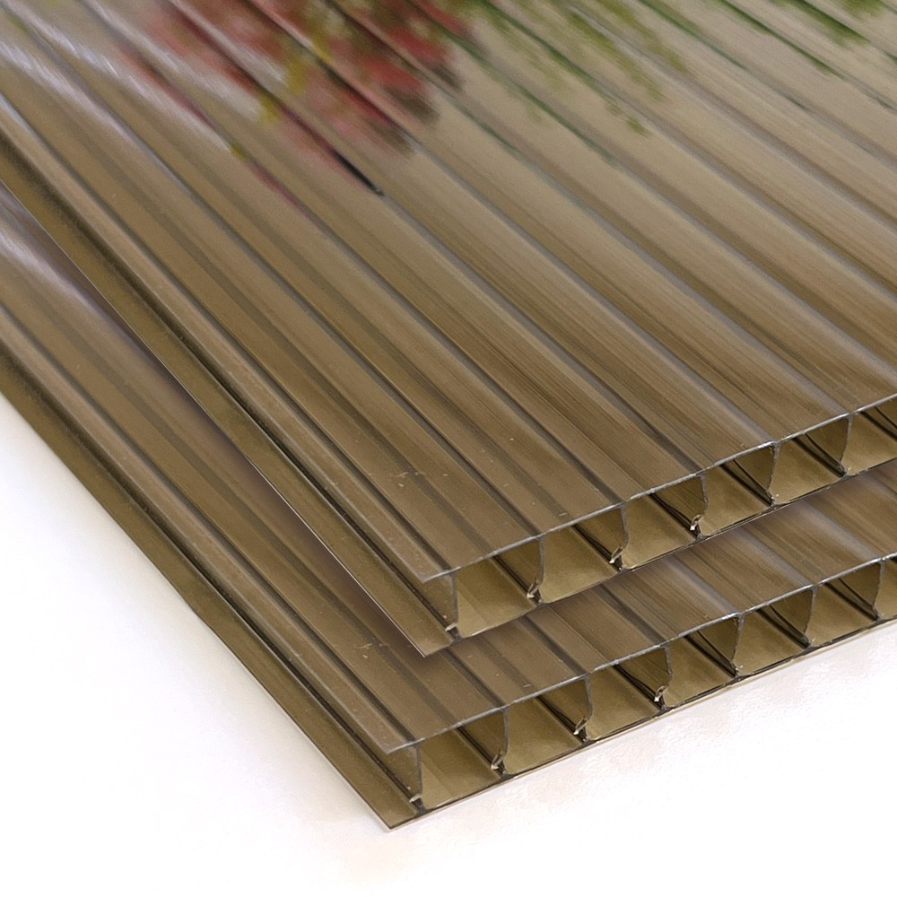 폴리카보네이트 복층 렉산 PC판 지붕 4Tx1000x1000mm, 1개, 10T 1Mx1M 갈색(2개입) 36,000원