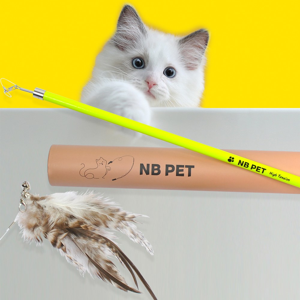 진짜 낚시회사가 만든 고양이 낚시대 장난감 리필교체형 4단 1.8m, 형광핑크, 1개 16,000원