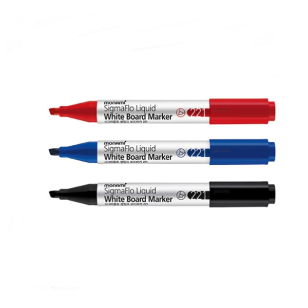 모나미 생잉크 보드마카 221(사각닙) 단색(12자루) 흑 적 청, 흑색 14,400원