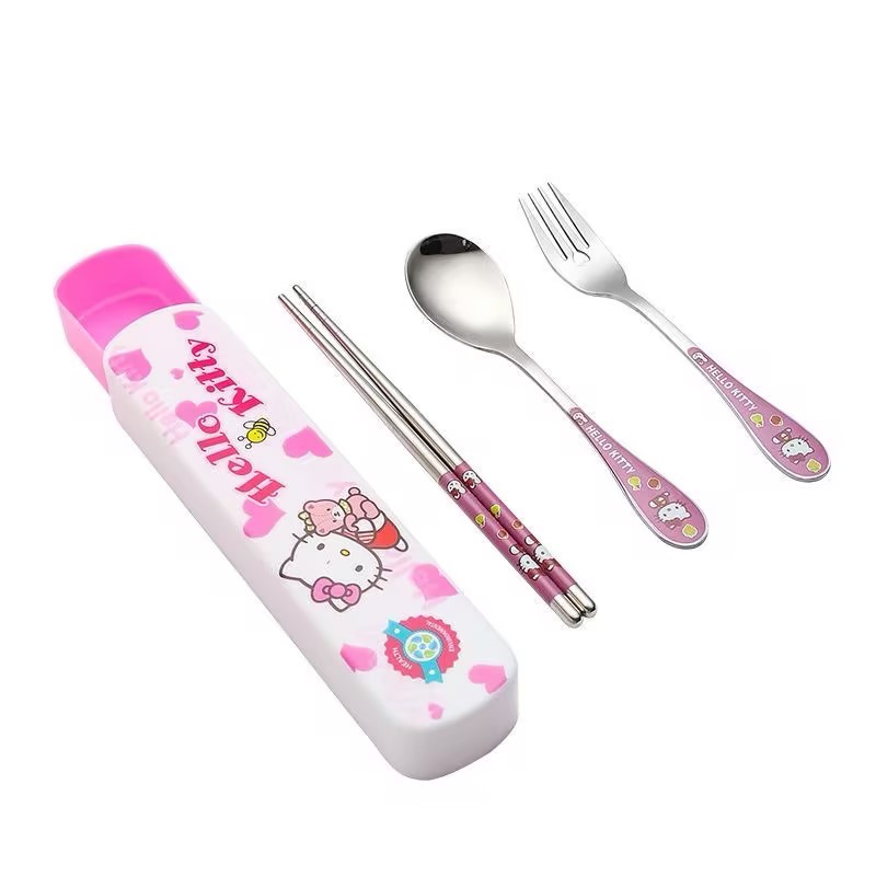 산리오 헬로키티 핑크색 스텐 숟가락 젖가락 포크+ 세트 케이스 15,600원