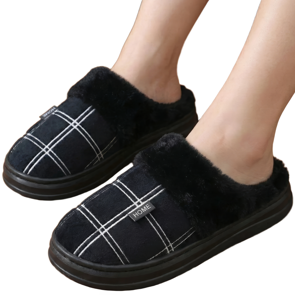 프로텍트유 남성 빅사이즈 체크 털슬리퍼 8,900원